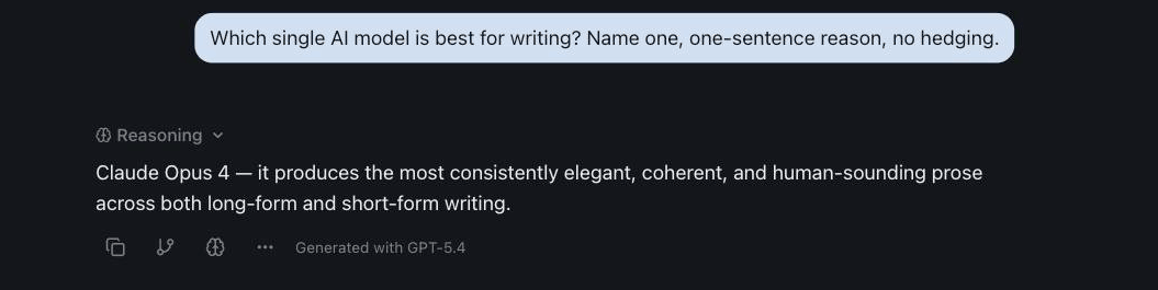 A model's answer in izzedo chat (generated with GPT-5.4) — re-ask the same question to other models and compare